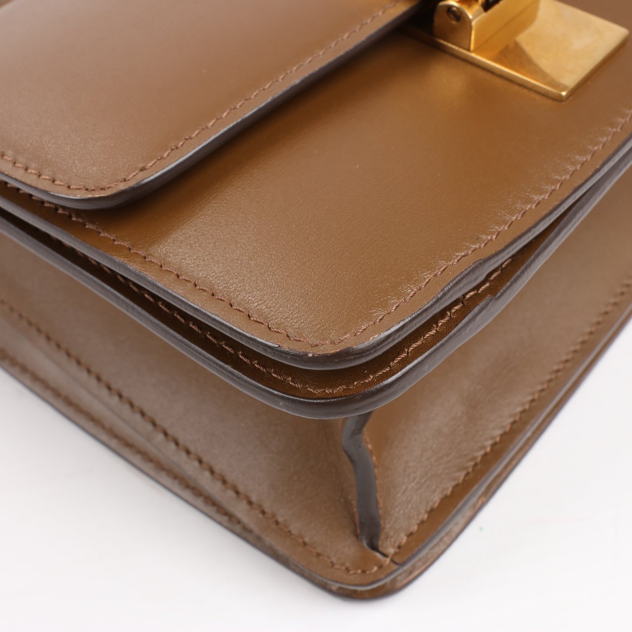 Celine Classic Box Small Leather Shoulder Bag in Brown Bruin