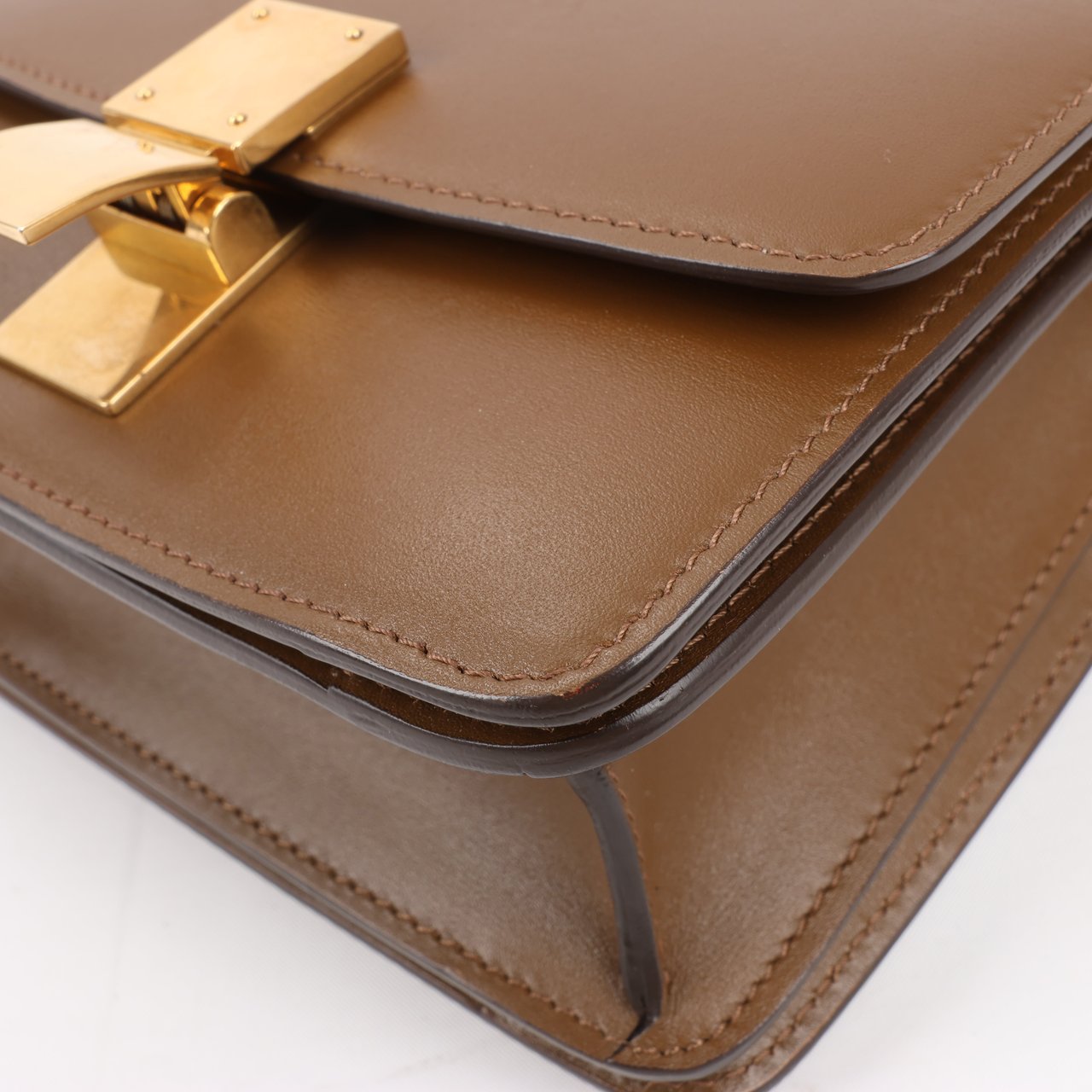 Celine Classic Box Small Leather Shoulder Bag in Brown Bruin