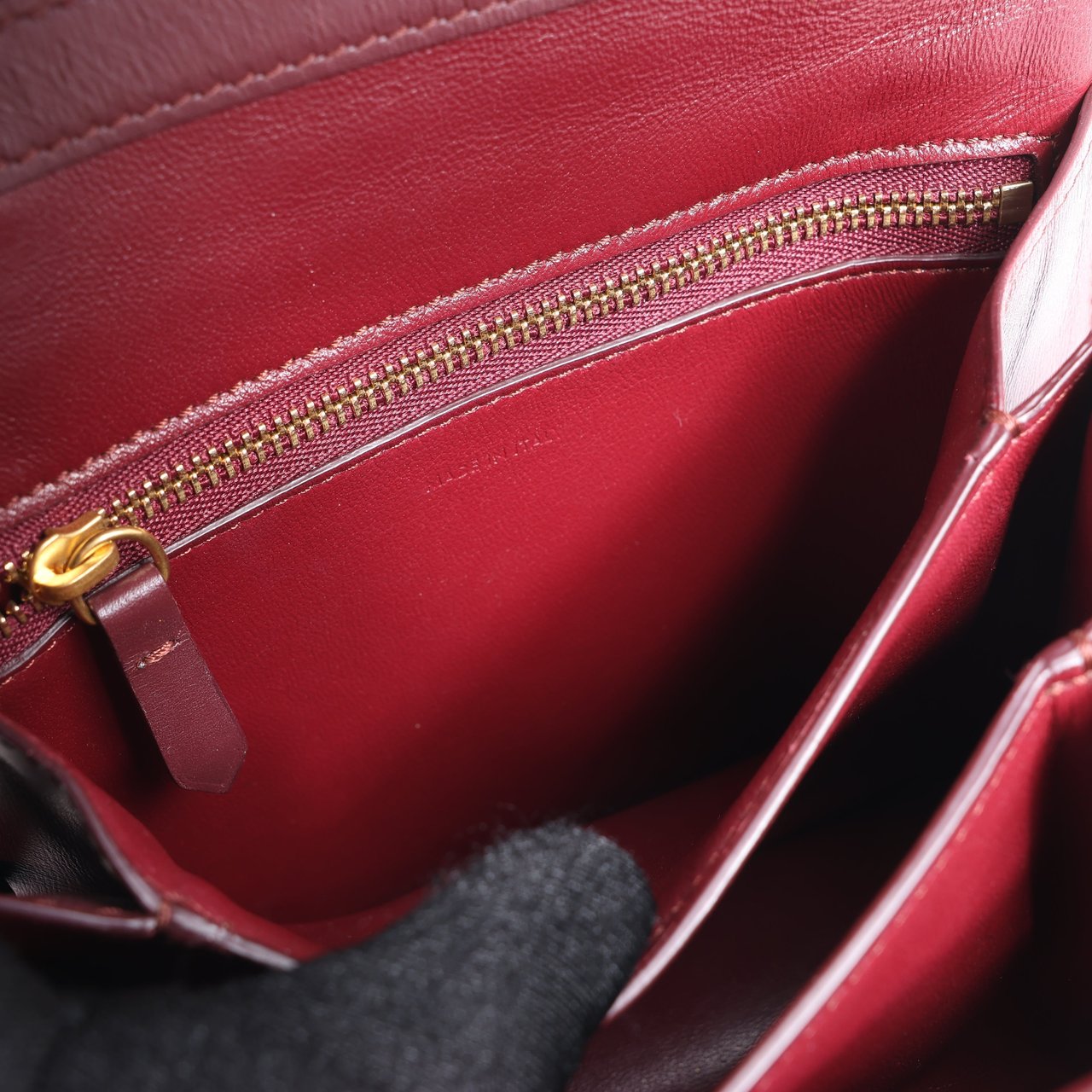Celine Classic Box Small Leather Shoulder Bag in Burgundy Maroon