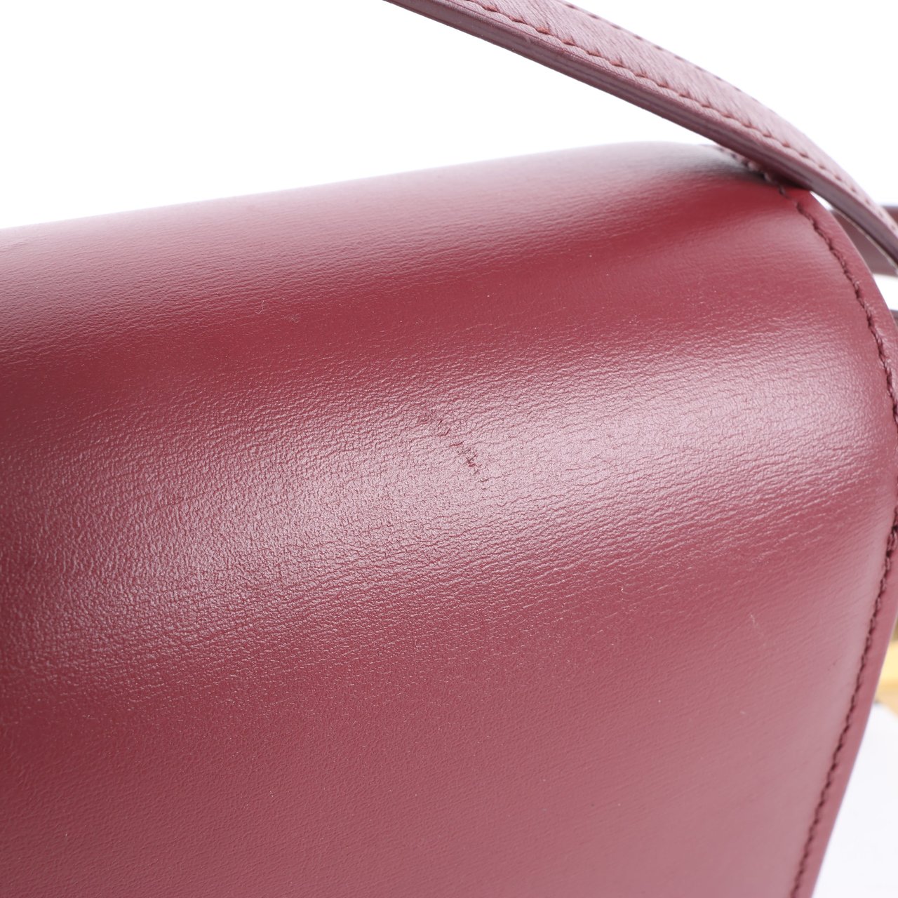 Celine Classic Box Small Leather Shoulder Bag in Burgundy Maroon
