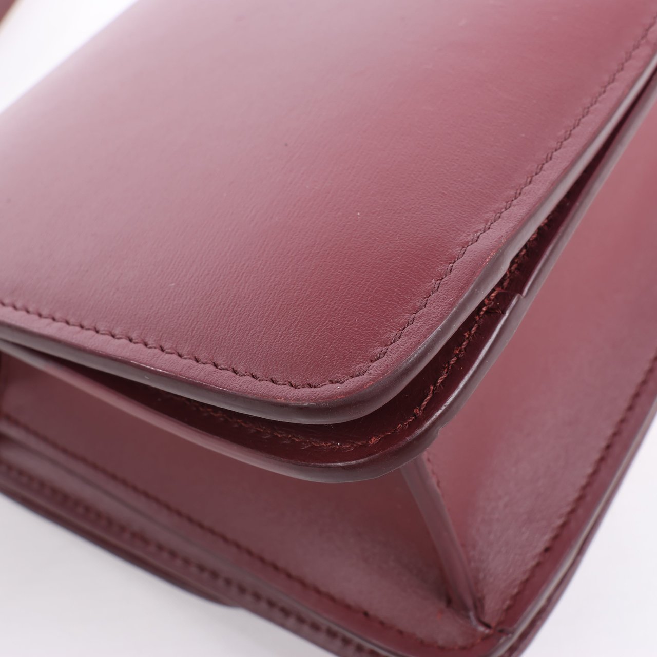 Celine Classic Box Small Leather Shoulder Bag in Burgundy Maroon
