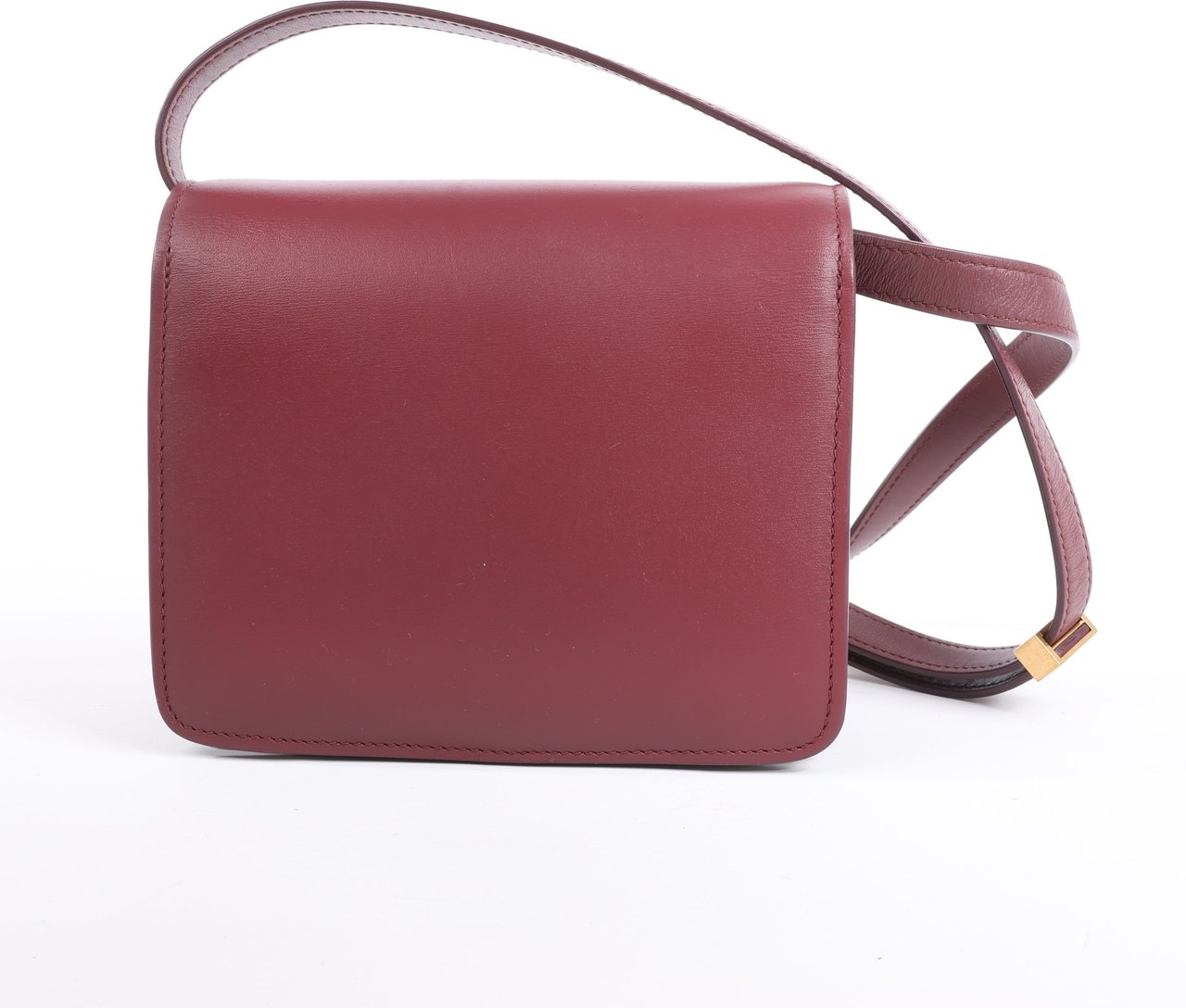 Celine Classic Box Small Leather Shoulder Bag in Burgundy Maroon