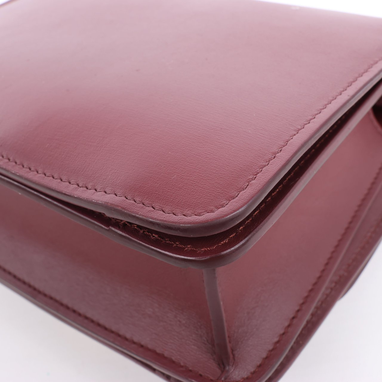 Celine Classic Box Small Leather Shoulder Bag in Burgundy Maroon