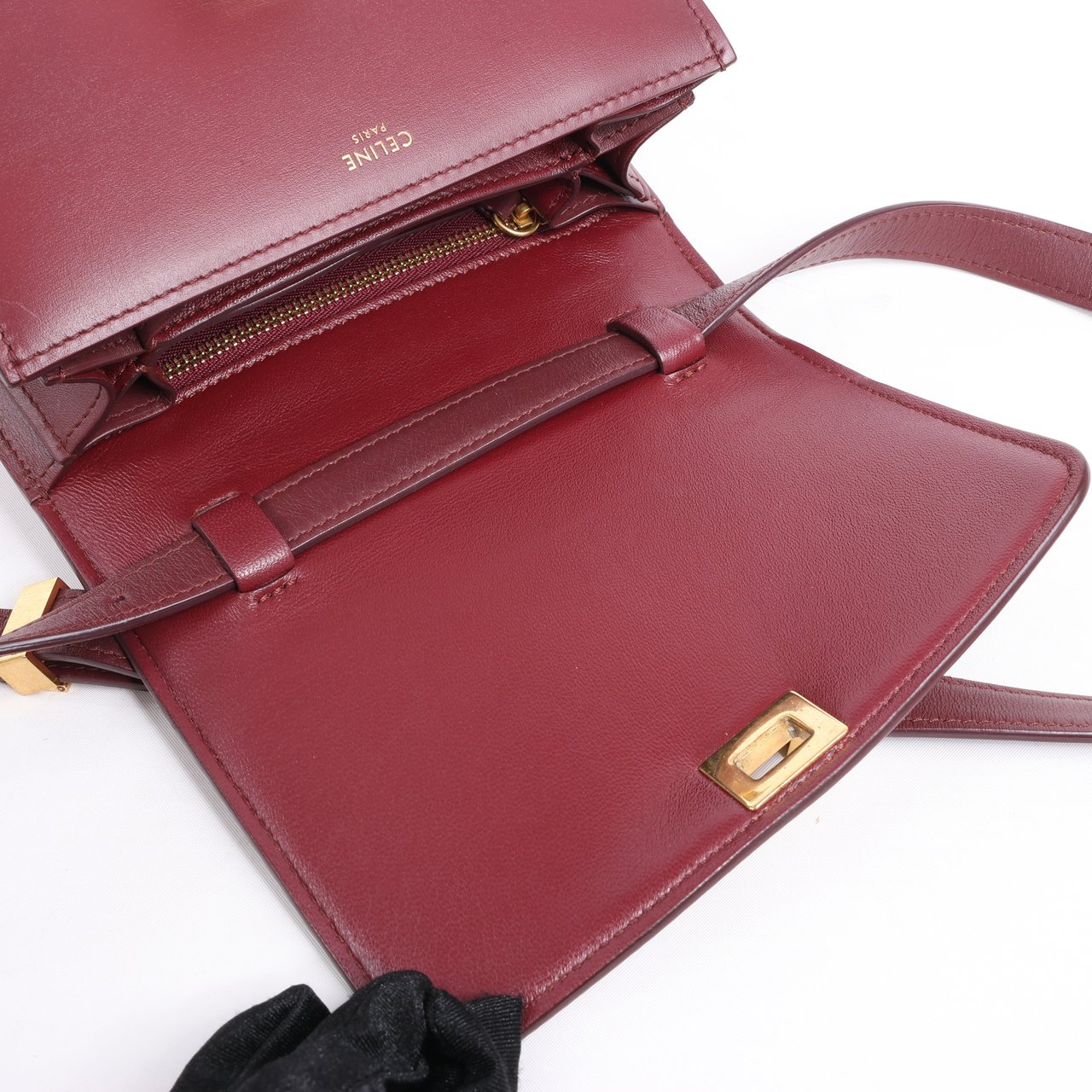 Celine Classic Box Small Leather Shoulder Bag in Burgundy Maroon