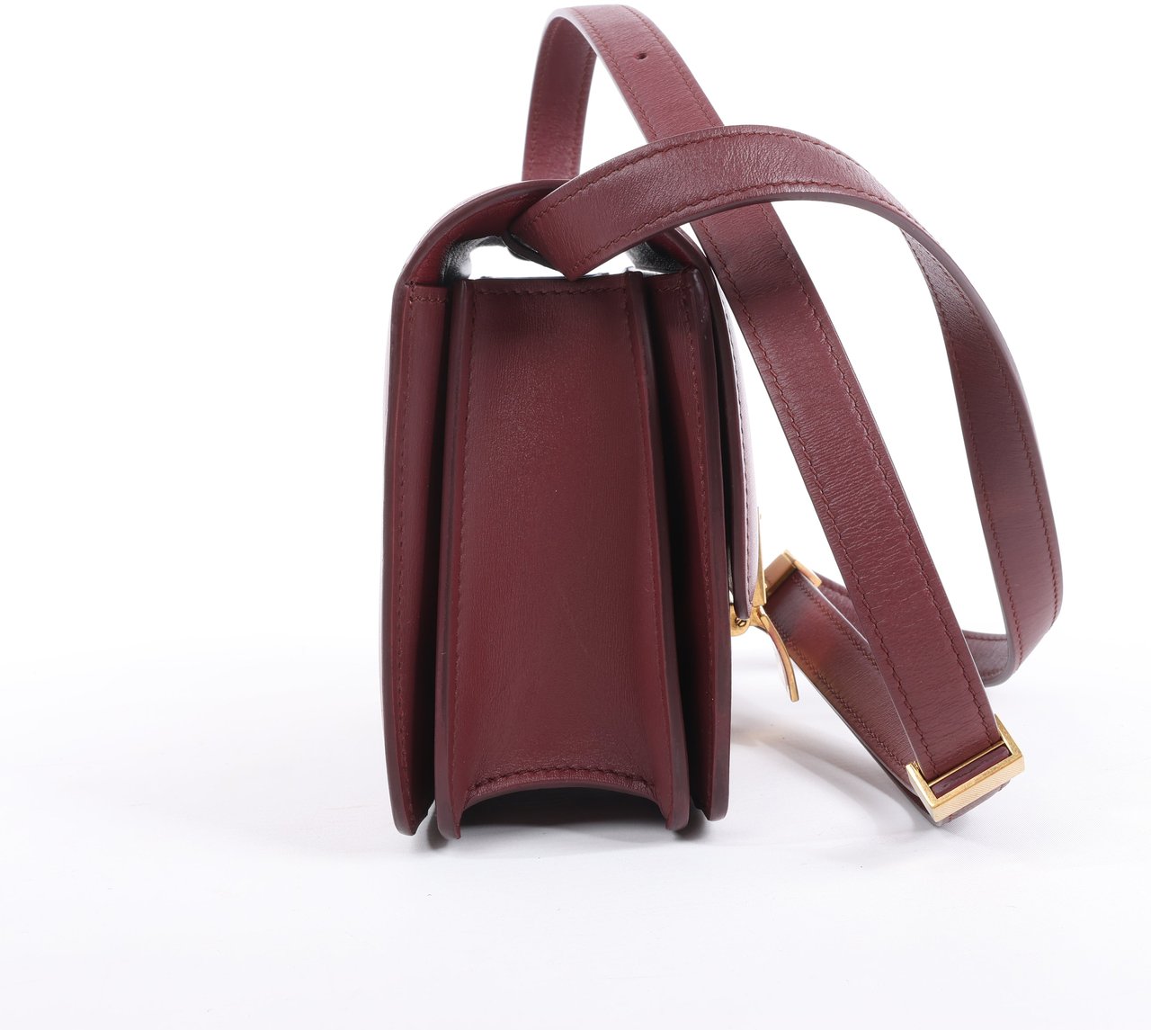 Celine Classic Box Small Leather Shoulder Bag in Burgundy Maroon