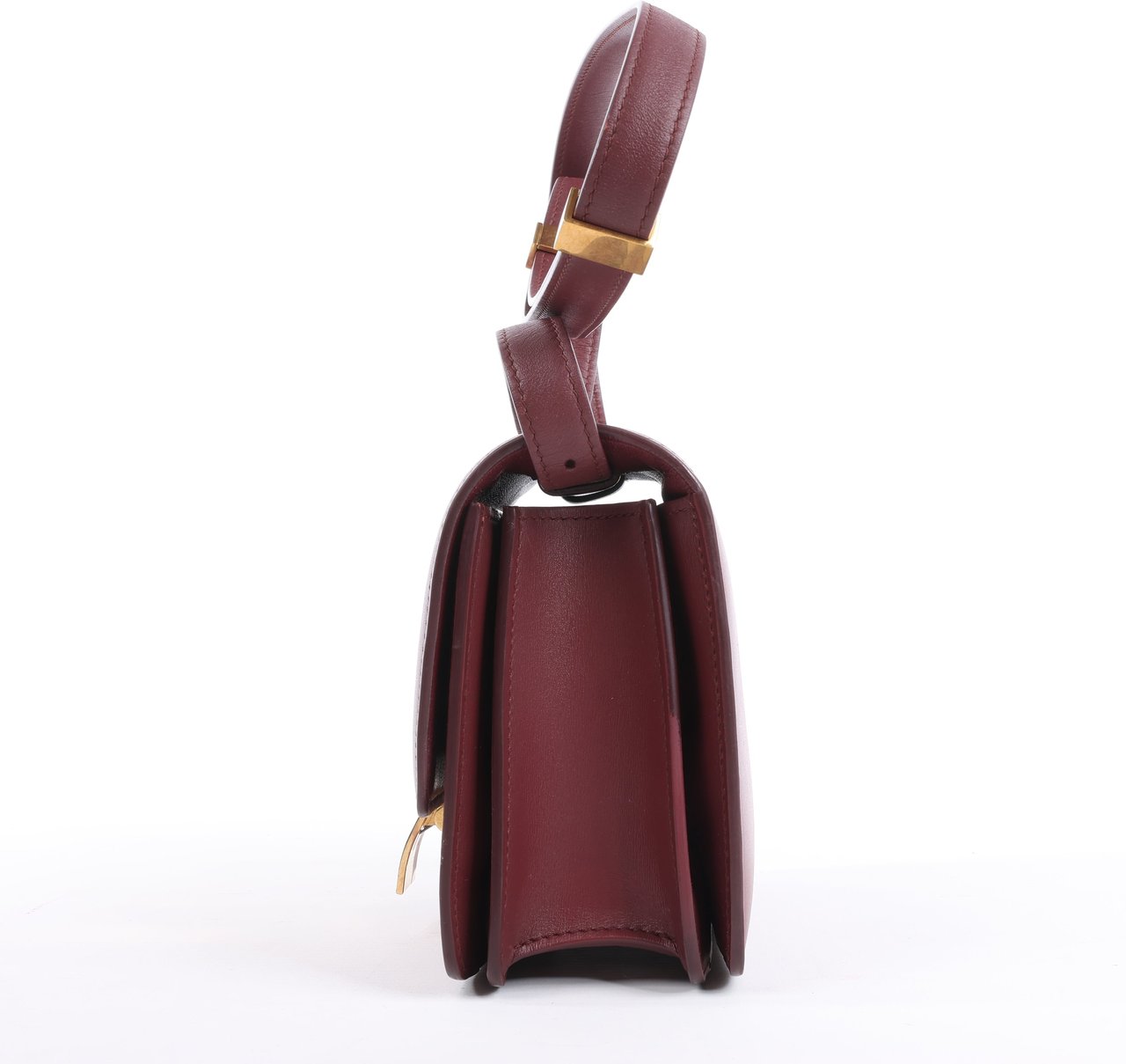 Celine Classic Box Small Leather Shoulder Bag in Burgundy Maroon