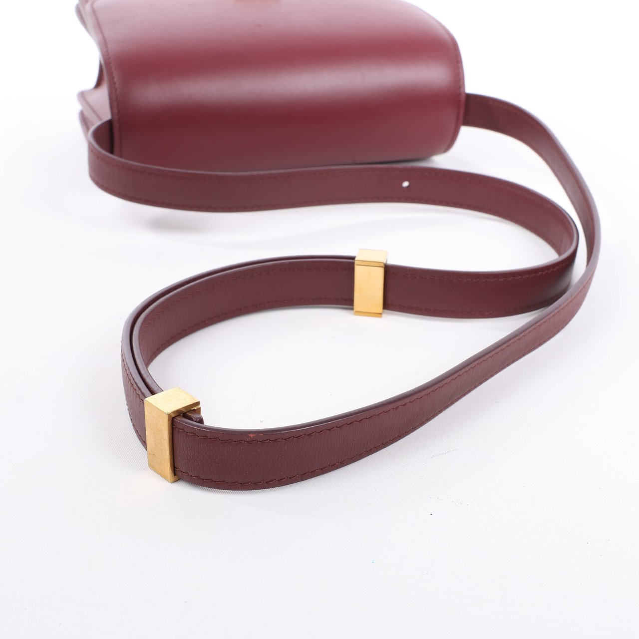 Celine Classic Box Small Leather Shoulder Bag in Burgundy Maroon