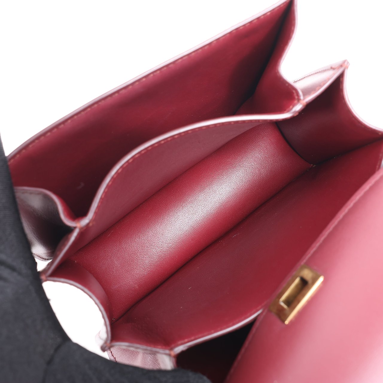 Celine Classic Box Small Leather Shoulder Bag in Burgundy Maroon