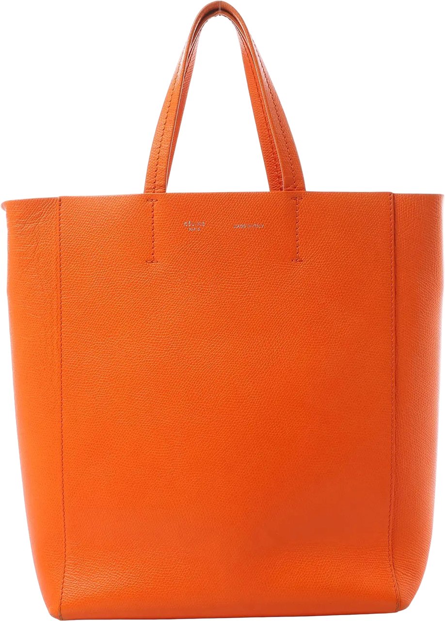 CELINE Cabas Vertical Small Leather 2Way Handbag in Orange Oranje