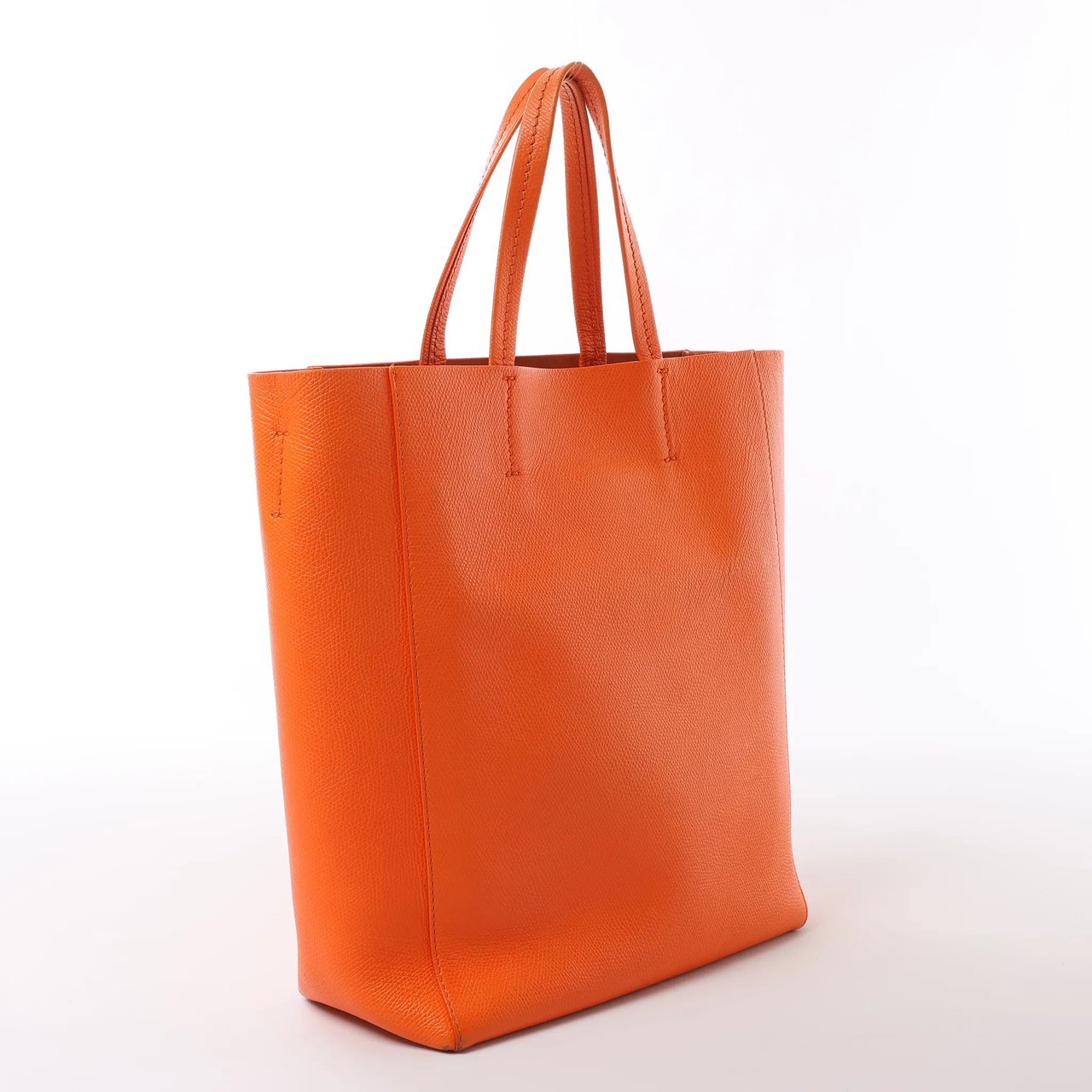 CELINE Cabas Vertical Small Leather 2Way Handbag in Orange Oranje