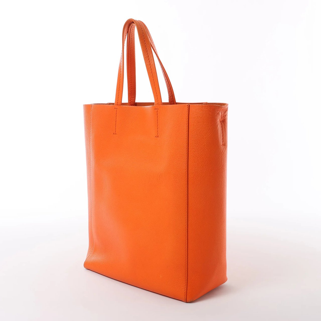 CELINE Cabas Vertical Small Leather 2Way Handbag in Orange Oranje