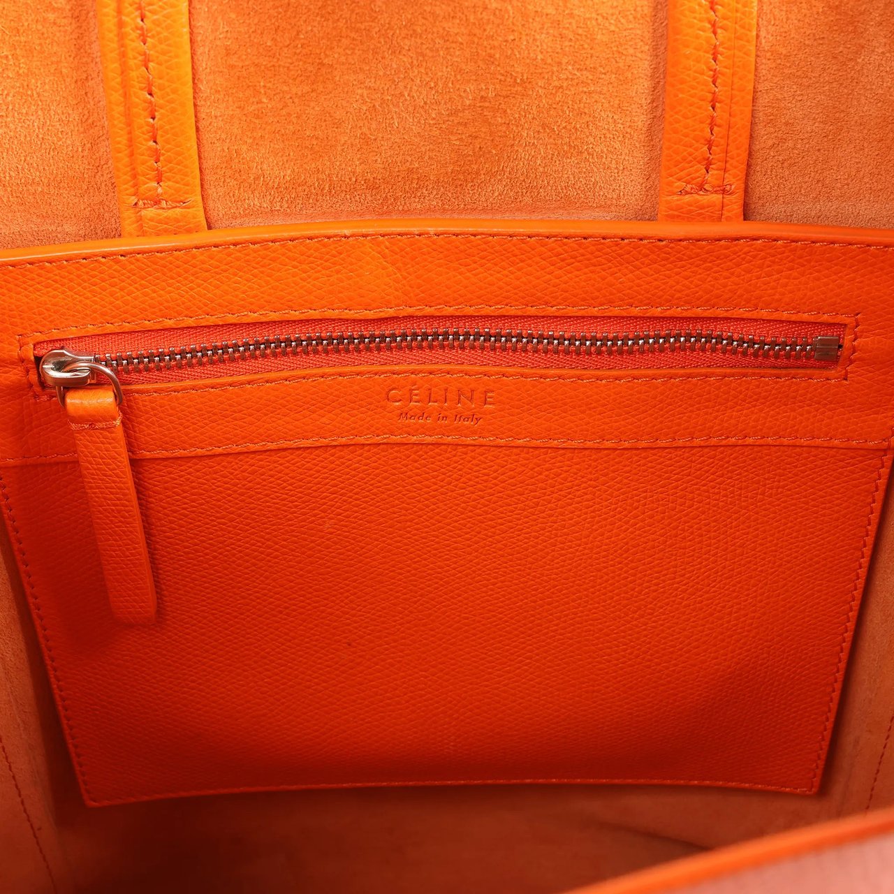 CELINE Cabas Vertical Small Leather 2Way Handbag in Orange Oranje