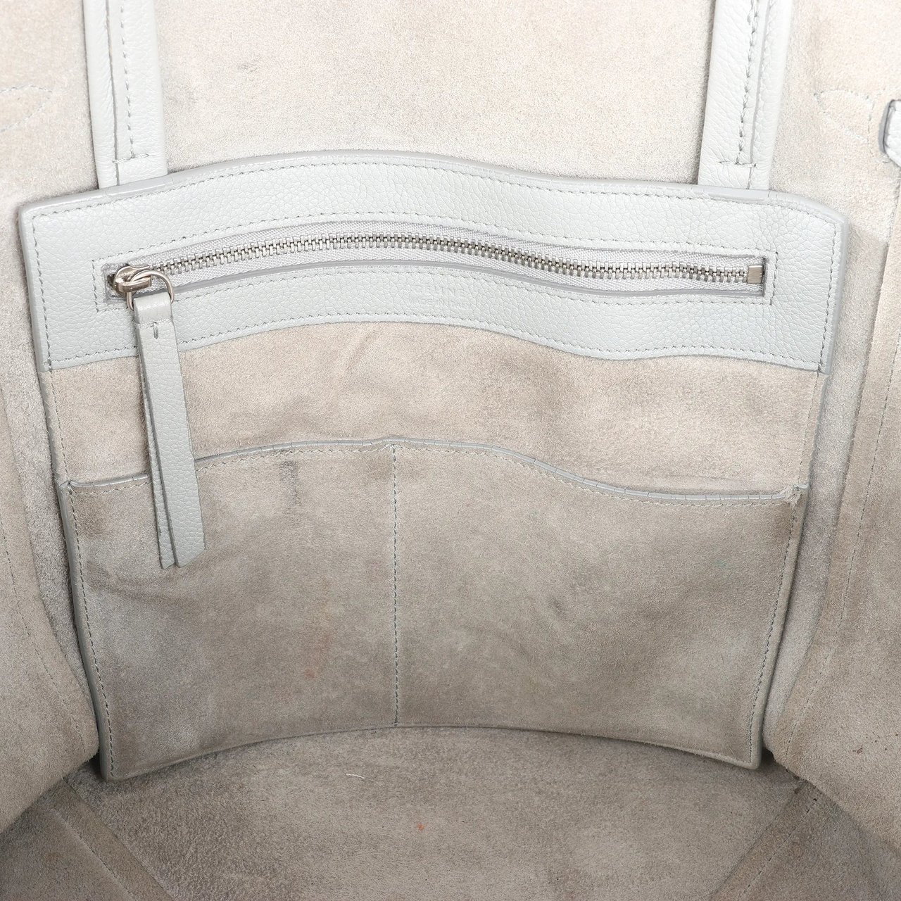 Celine Cabas Phantom Small Leather Shoulder Bag in Gray Grijs