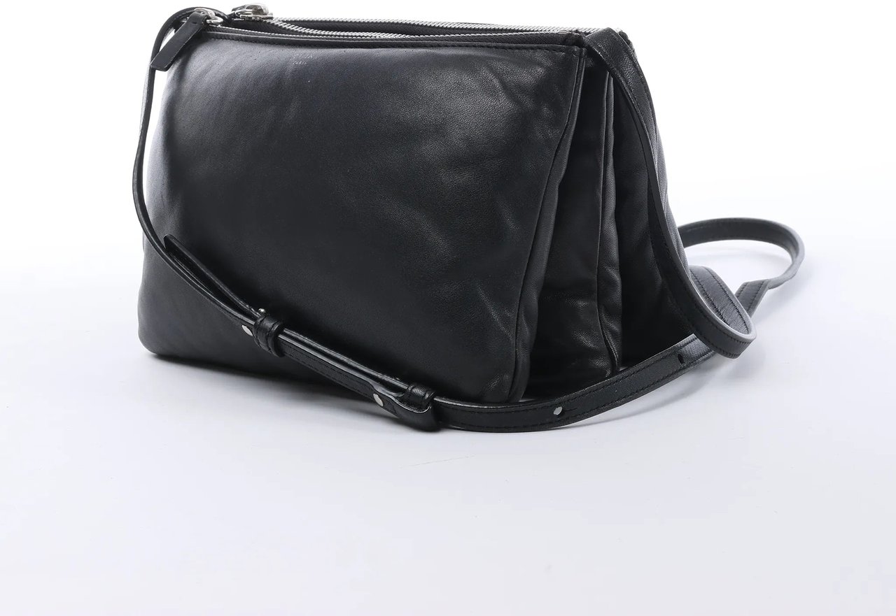 Celine Soft Trio Small Leather Crossbody bag in Black Zwart