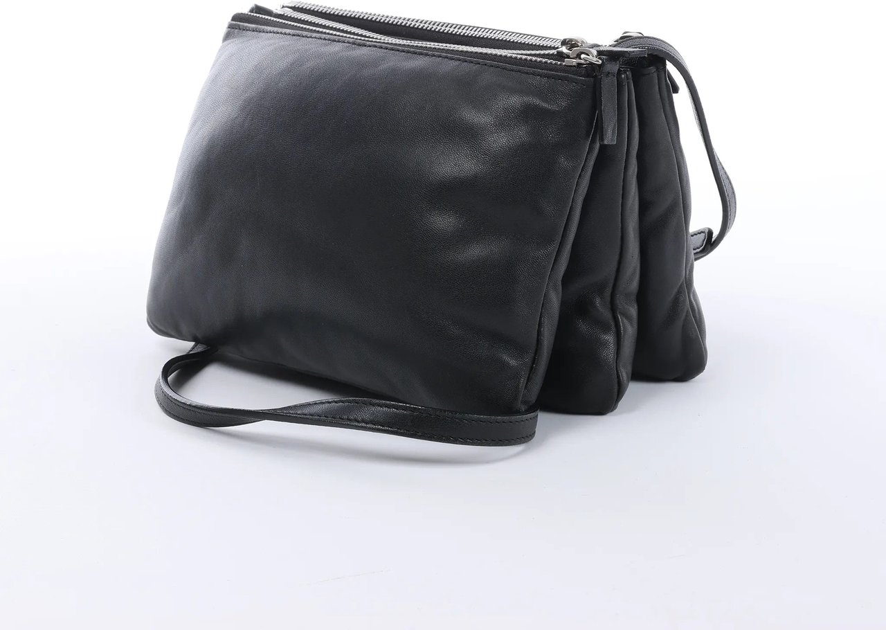 Celine Soft Trio Small Leather Crossbody bag in Black Zwart