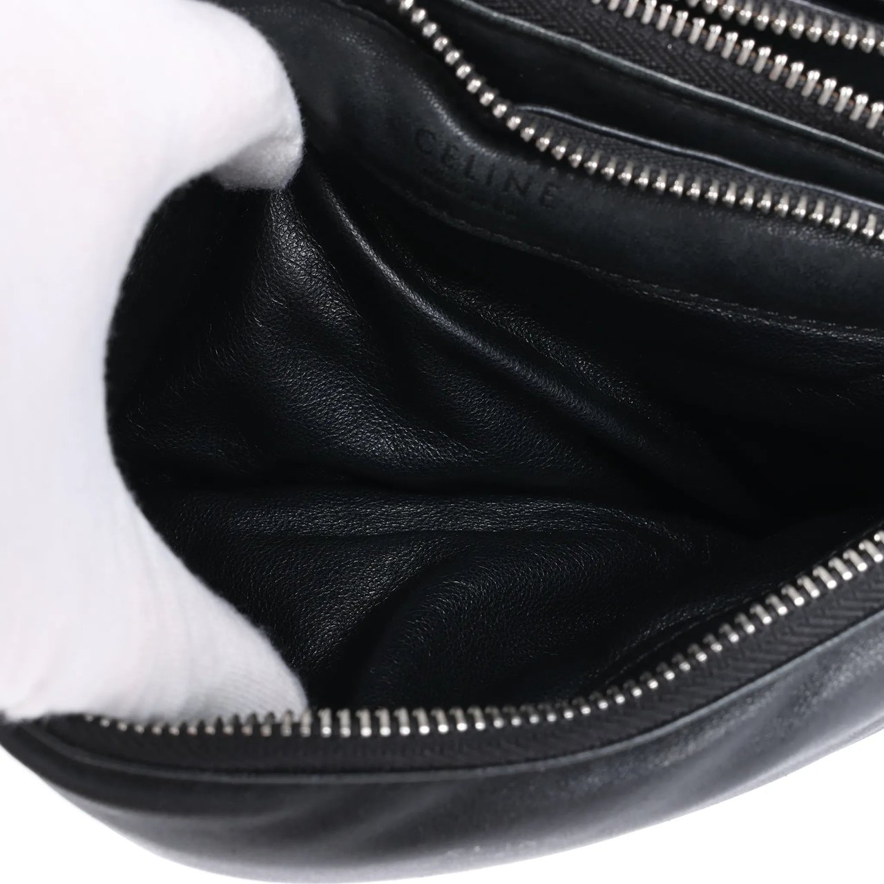 Celine Soft Trio Small Leather Crossbody bag in Black Zwart