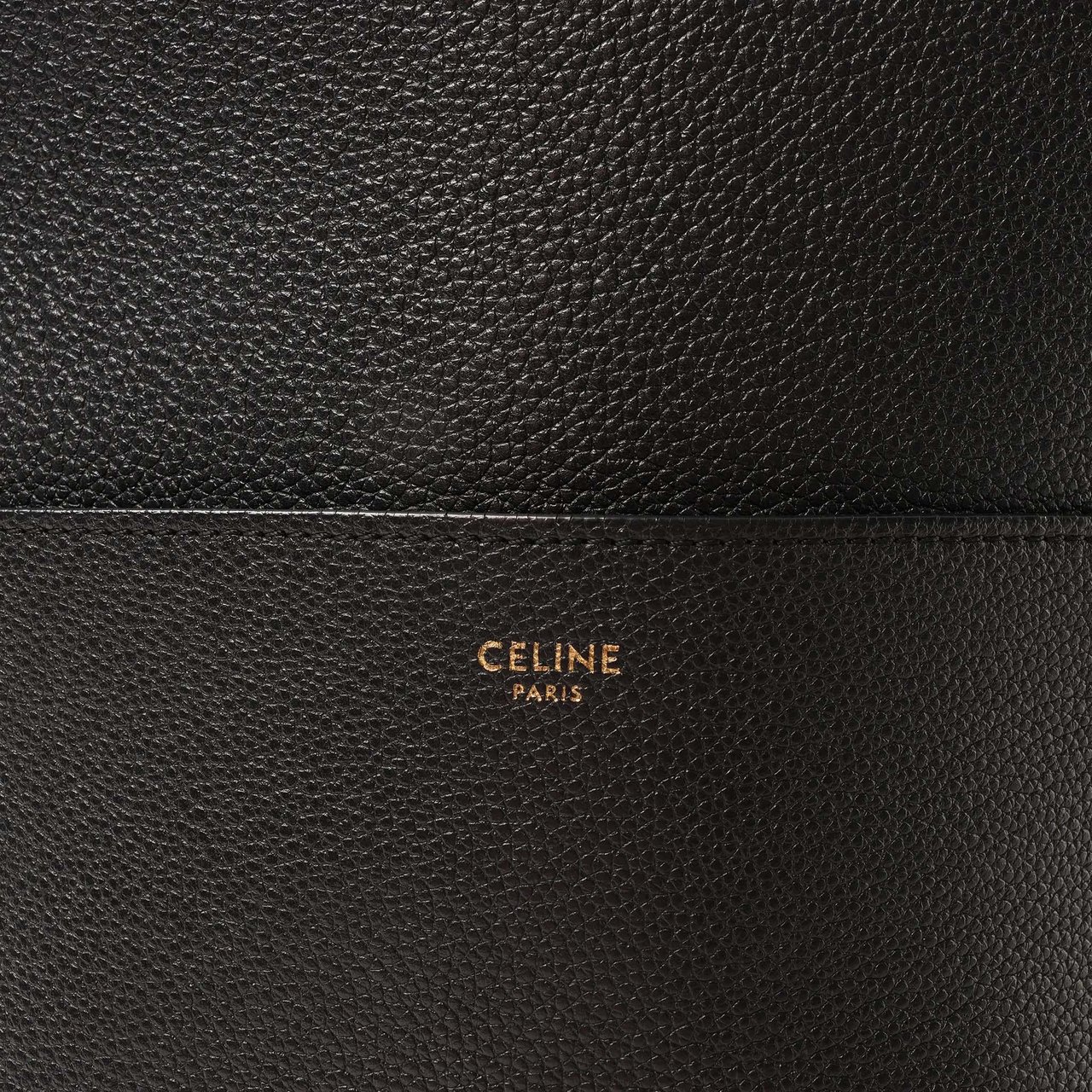 CELINE Seau Sangle Bucket Leather Shoulder Bag in Black Zwart