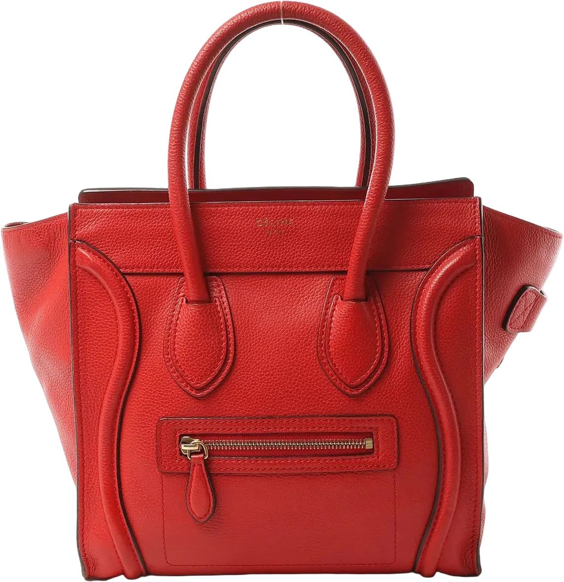 CELINE Luggage Micro Leather Handbag in Red Rood