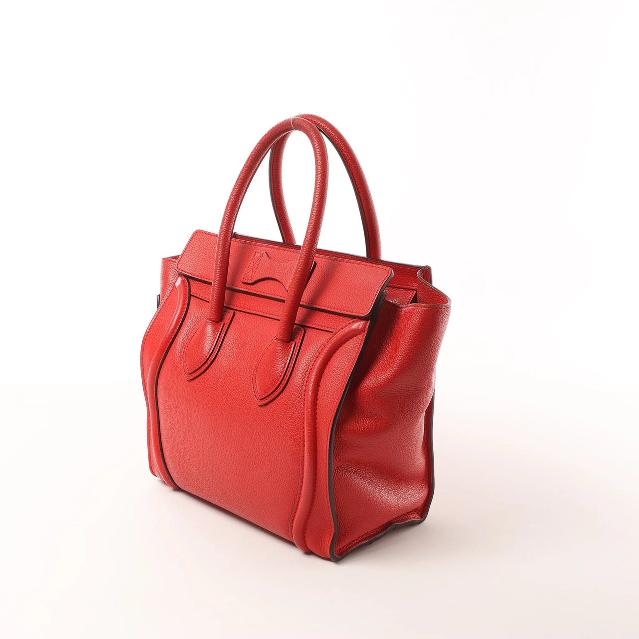 CELINE Luggage Micro Leather Handbag in Red Rood