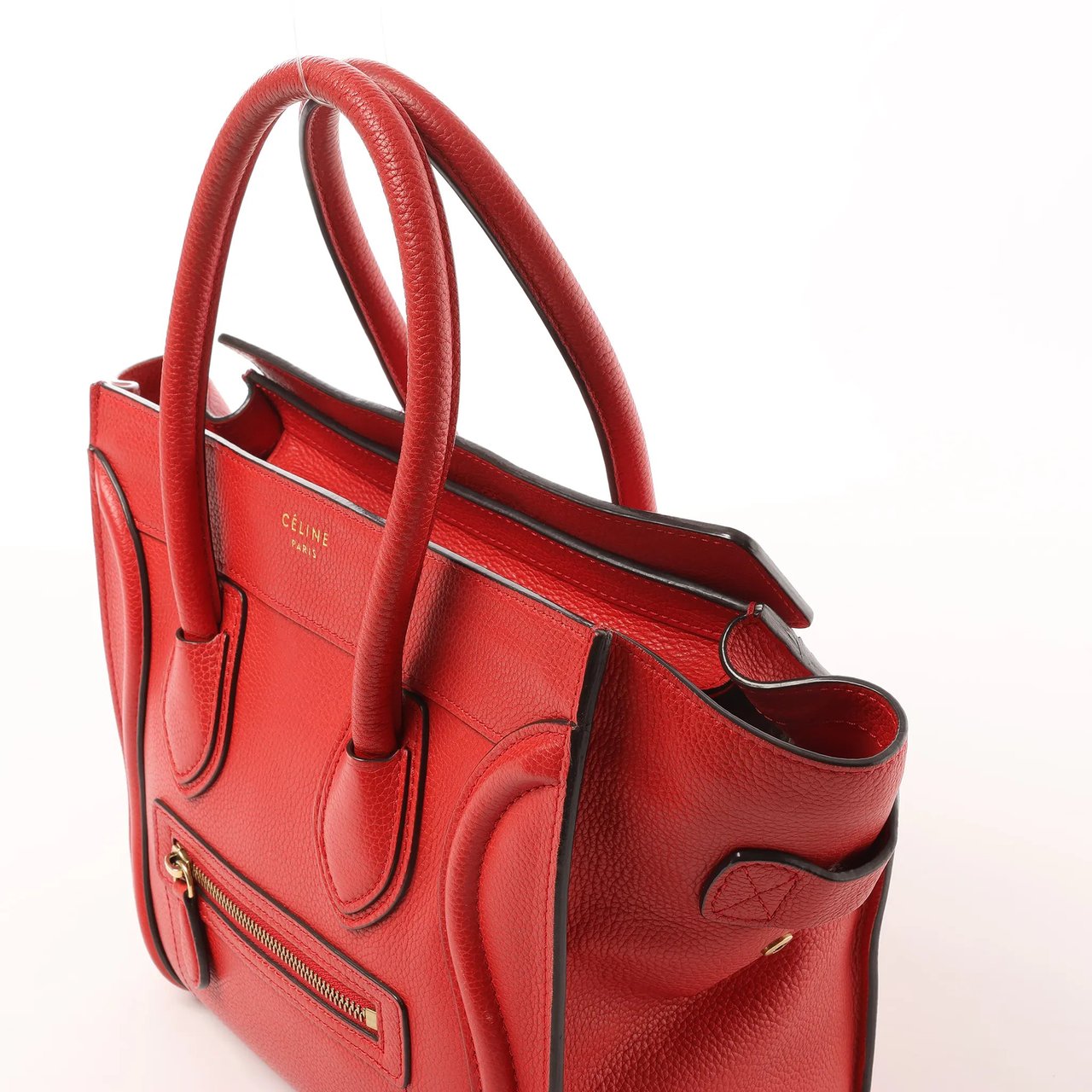 CELINE Luggage Micro Leather Handbag in Red Rood