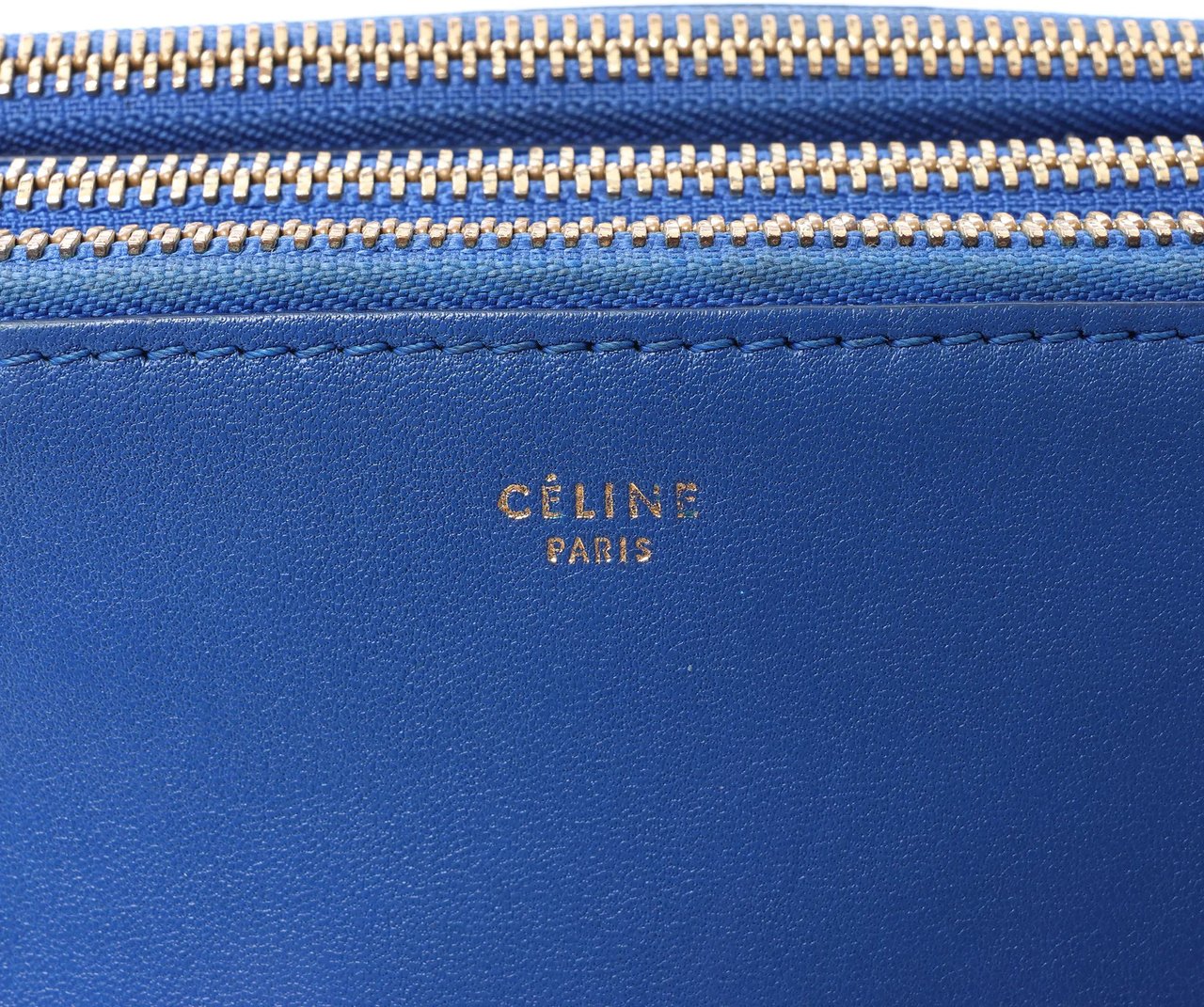 Celine Trio Small Leather Crossbody bag in Blue Blauw