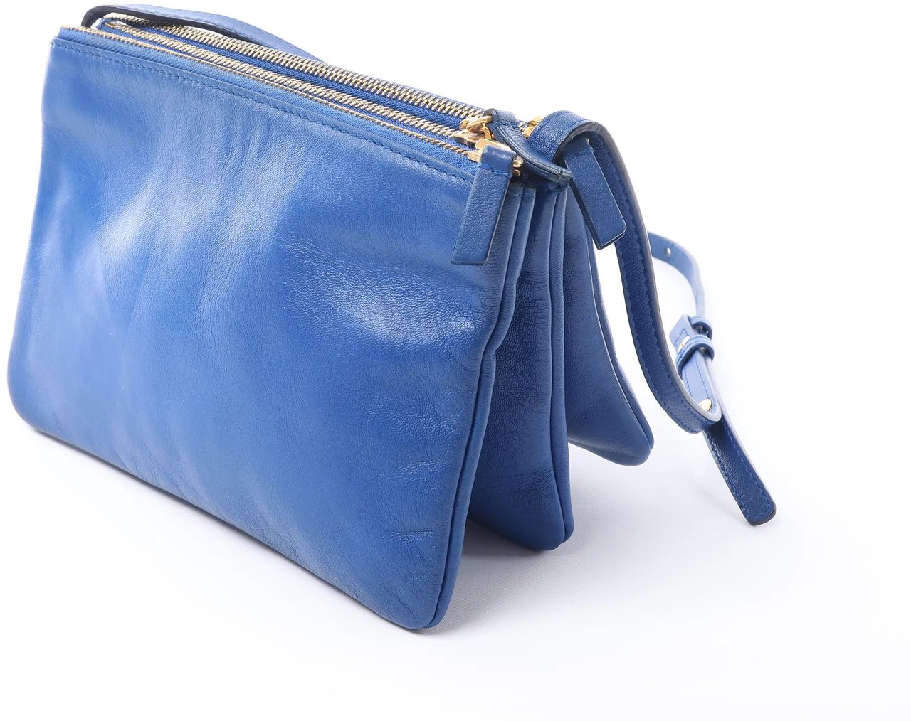Celine Trio Small Leather Crossbody bag in Blue Blauw