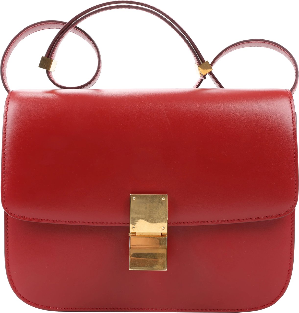 CELINE Classic Box Medium Leather Crossbody Bag in Red Rood