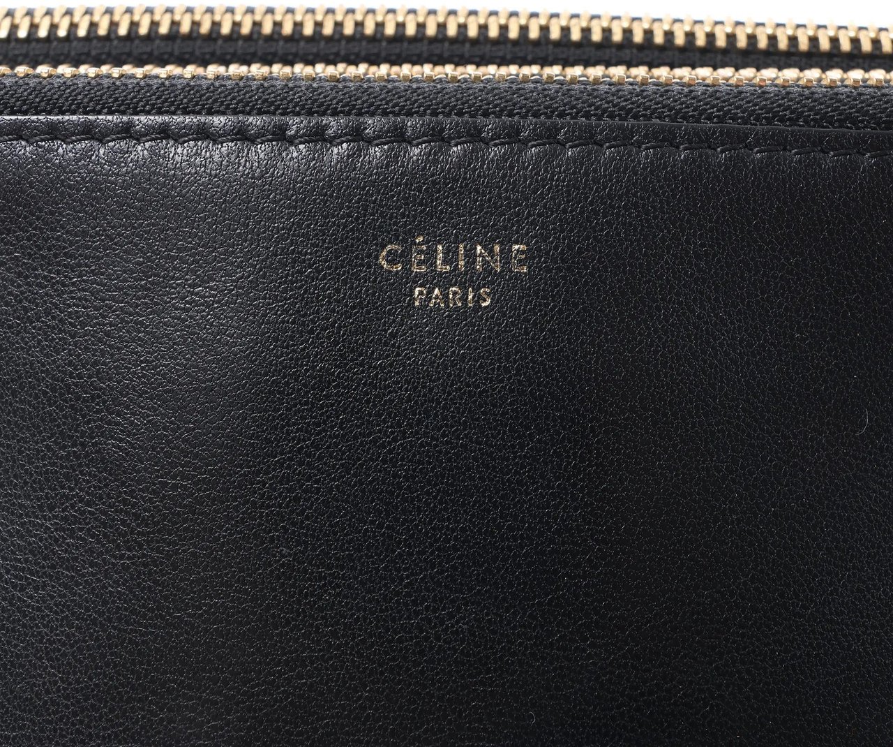 Celine Trio Small Leather Crossbody bag in Black Zwart