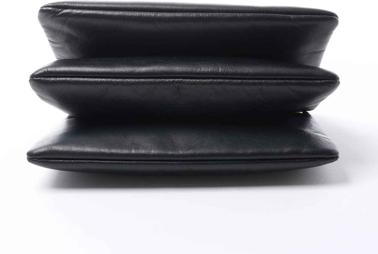 Celine Trio Small Leather Crossbody bag in Black Zwart