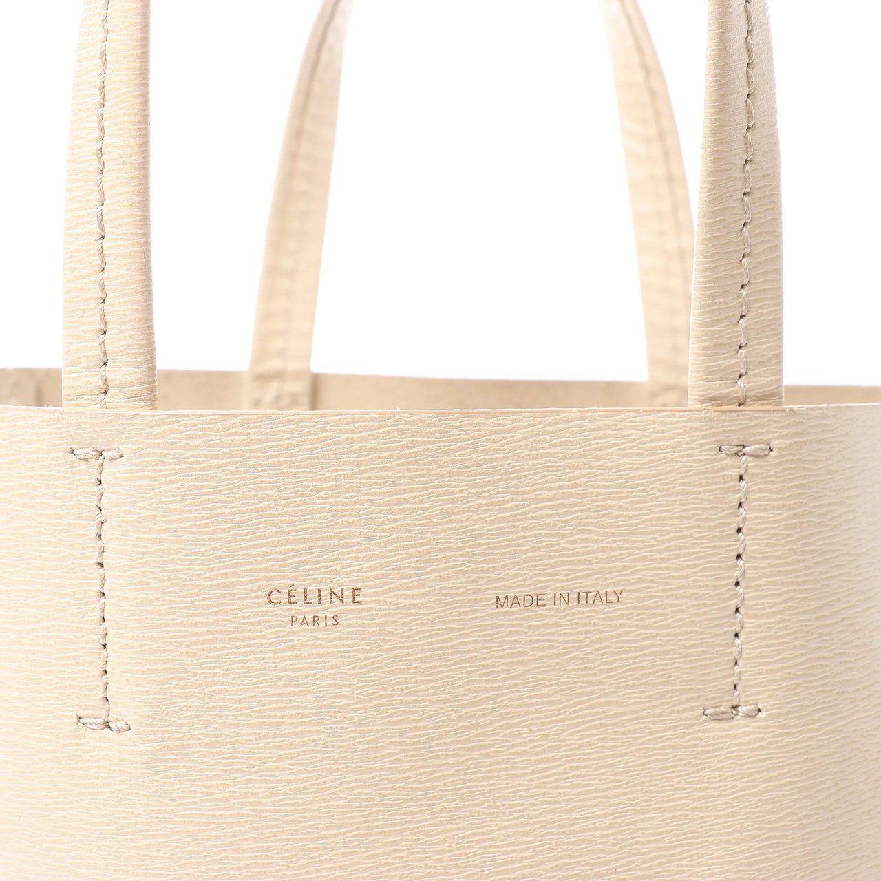 CELINE Cabas Vertical Small Leather Handbag in Beige Beige