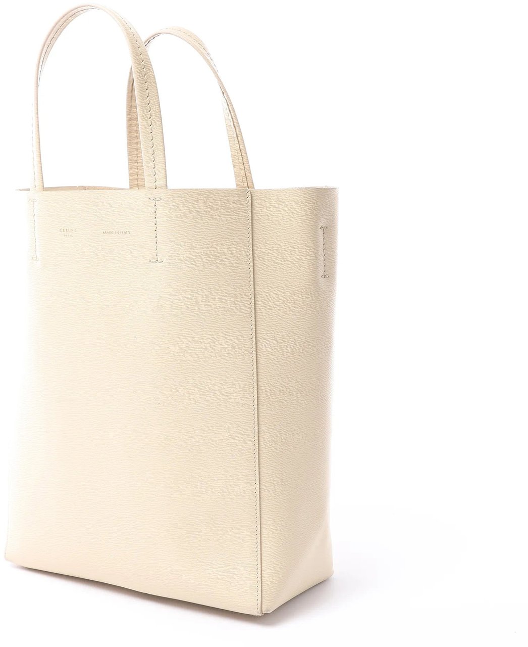 CELINE Cabas Vertical Small Leather Handbag in Beige Beige