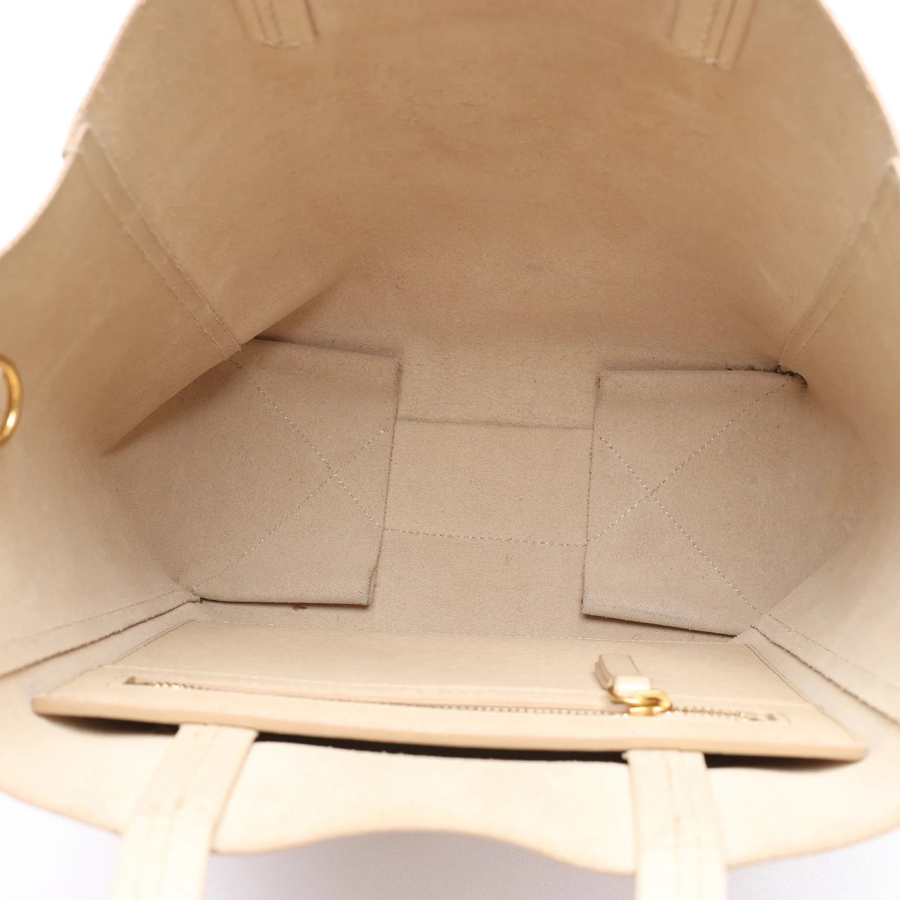 CELINE Cabas Vertical Small Leather Handbag in Beige Beige