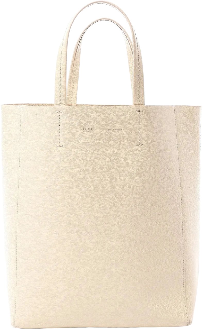 CELINE Cabas Vertical Small Leather Handbag in Beige Beige