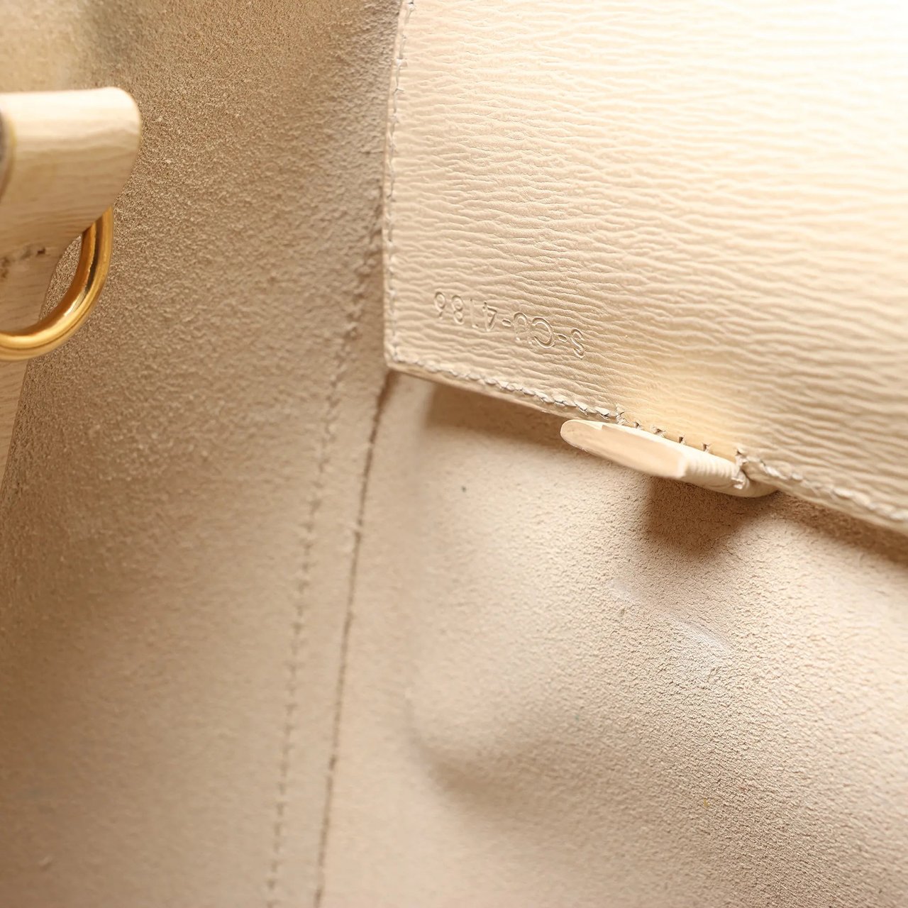 CELINE Cabas Vertical Small Leather Handbag in Beige Beige