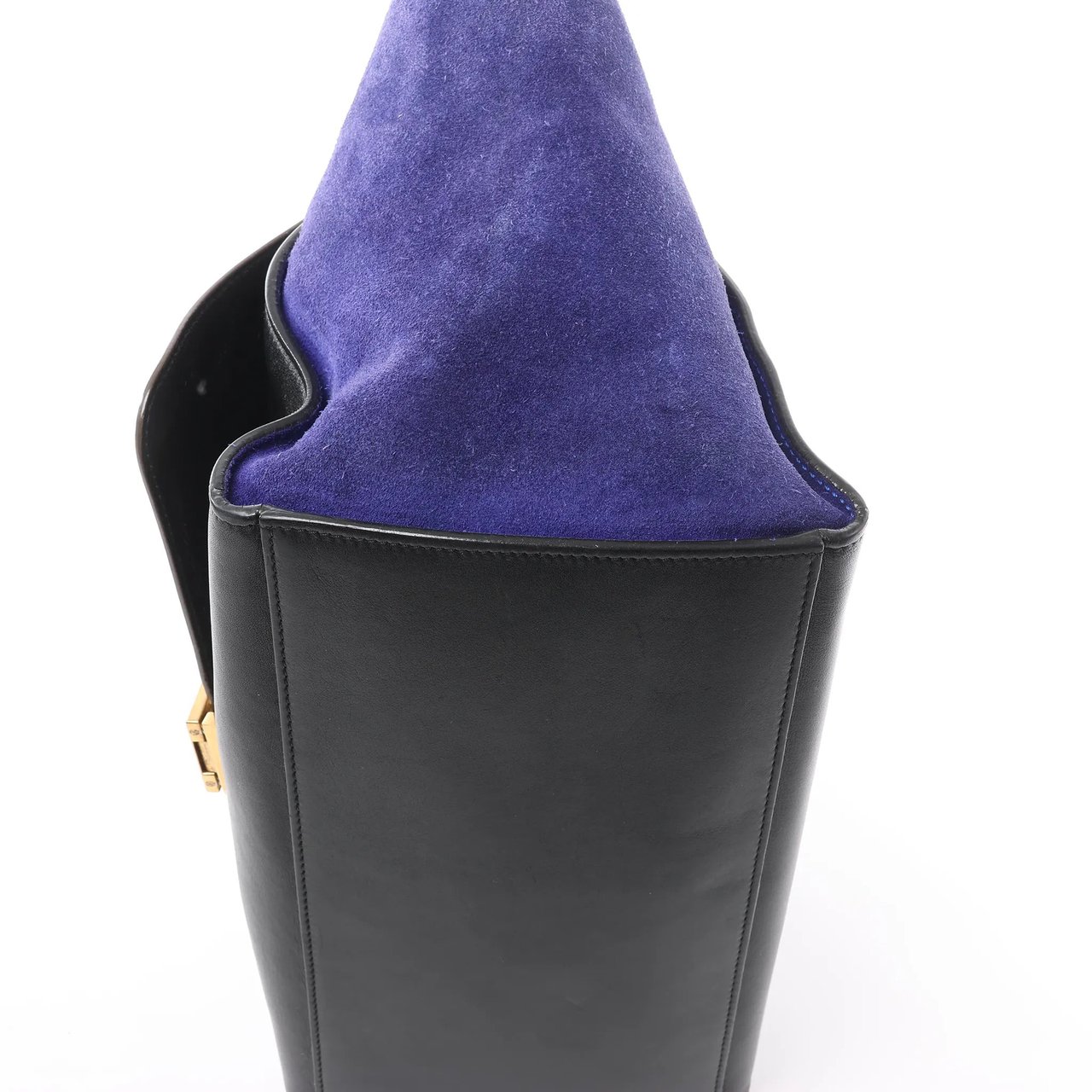 CELINE Trapeze Leather x Suede 2Way Handbag in Brown x Navy Blue x Black Divers