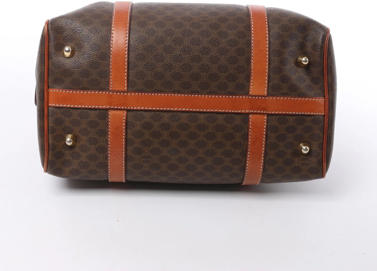 Celine Macadam Boston PVC & Leather Handbag in Brown Bruin