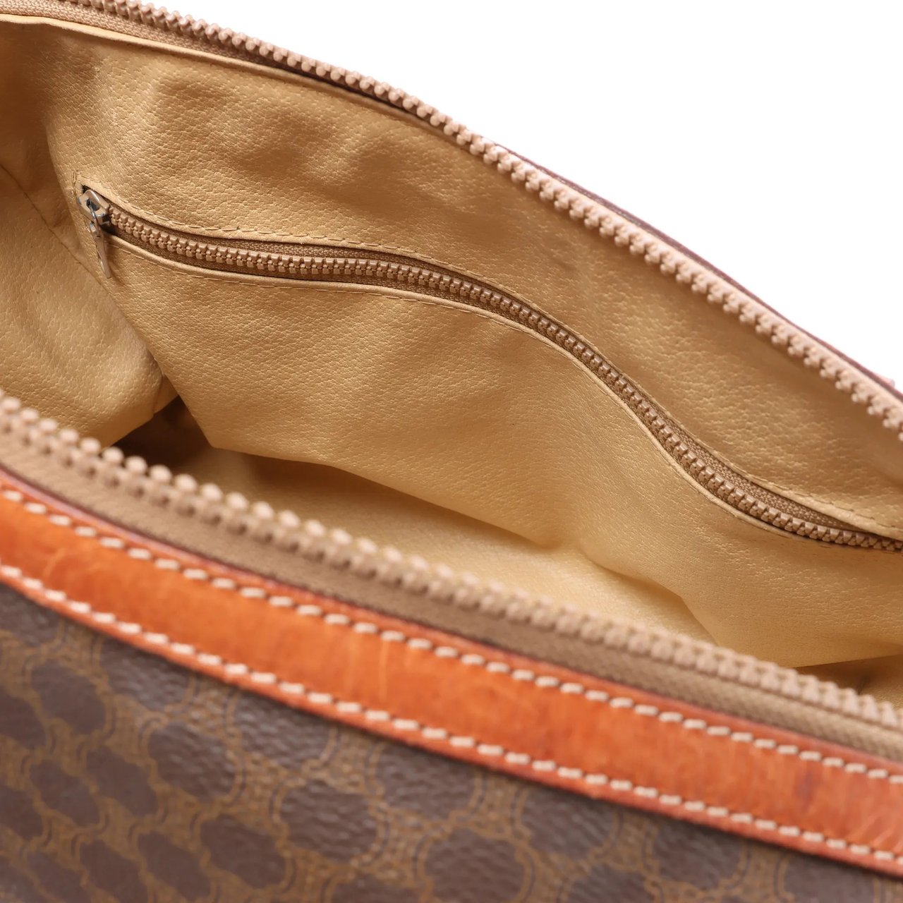 Celine Macadam Boston PVC & Leather Handbag in Brown Bruin