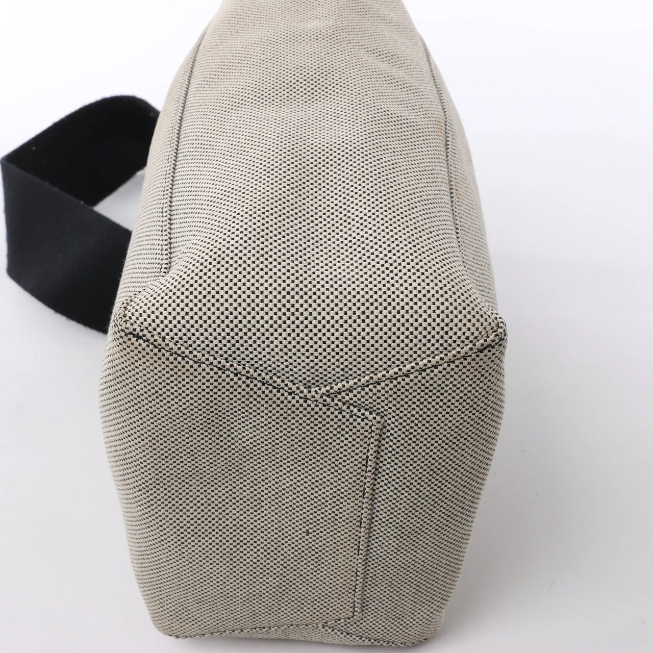 CELINE Seau Sangle Bucket Small Canvas Shoulder bag in Beige x Navy Beige