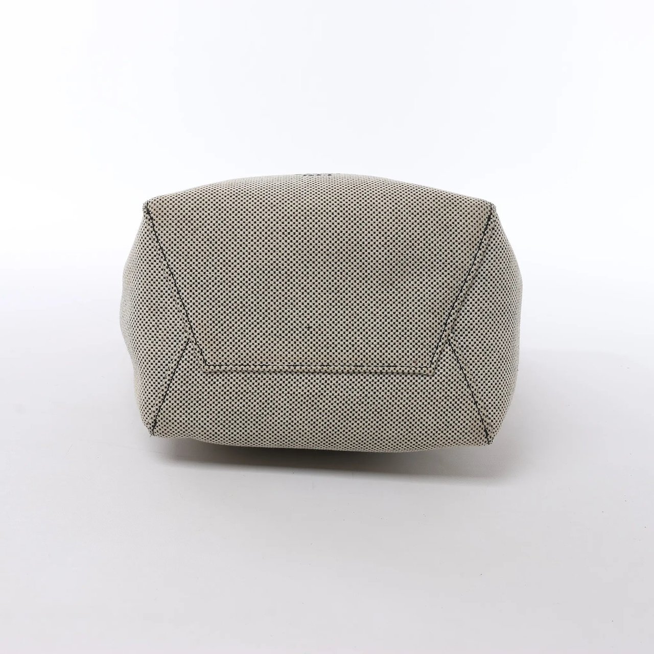 CELINE Seau Sangle Bucket Small Canvas Shoulder bag in Beige x Navy Beige