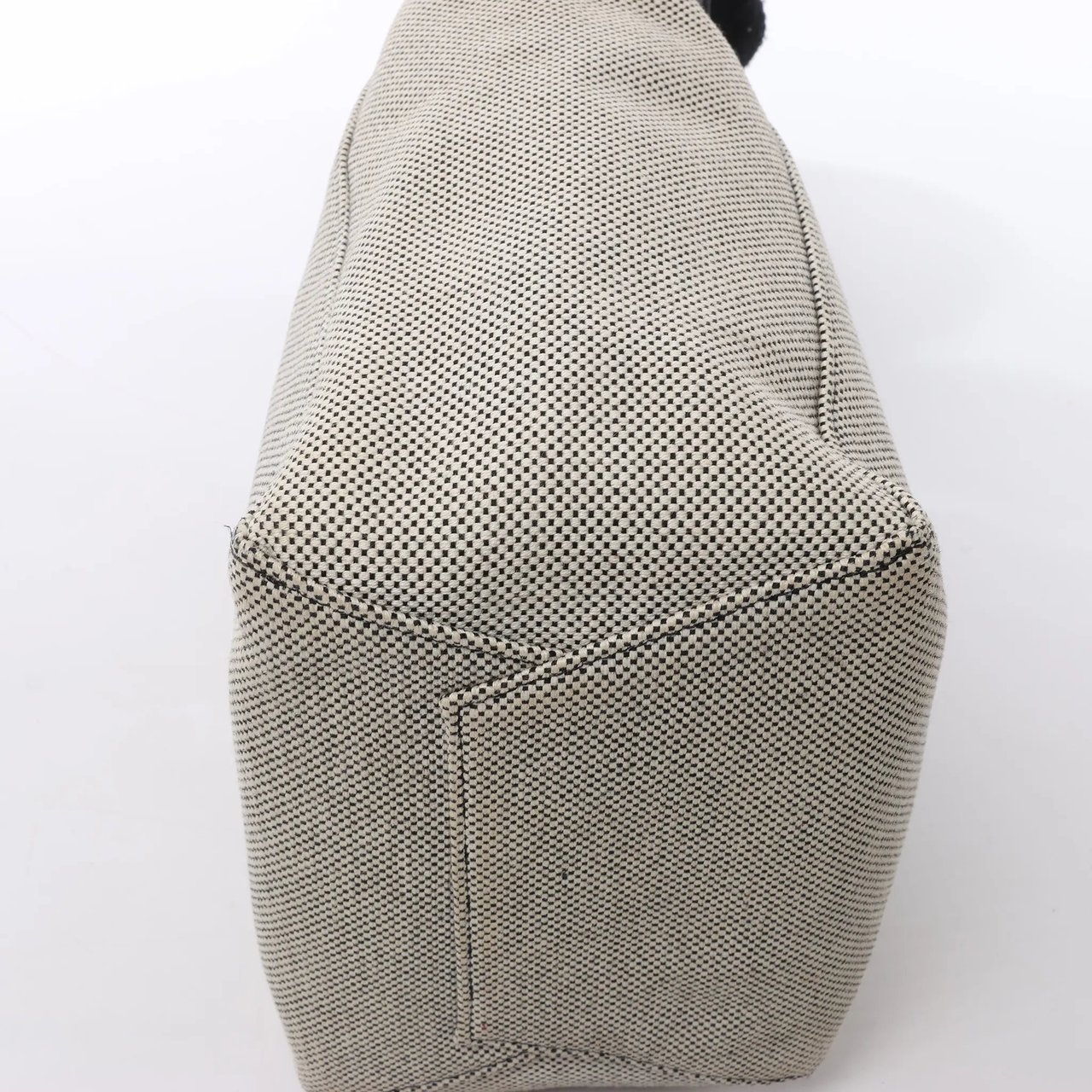 CELINE Seau Sangle Bucket Small Canvas Shoulder bag in Beige x Navy Beige