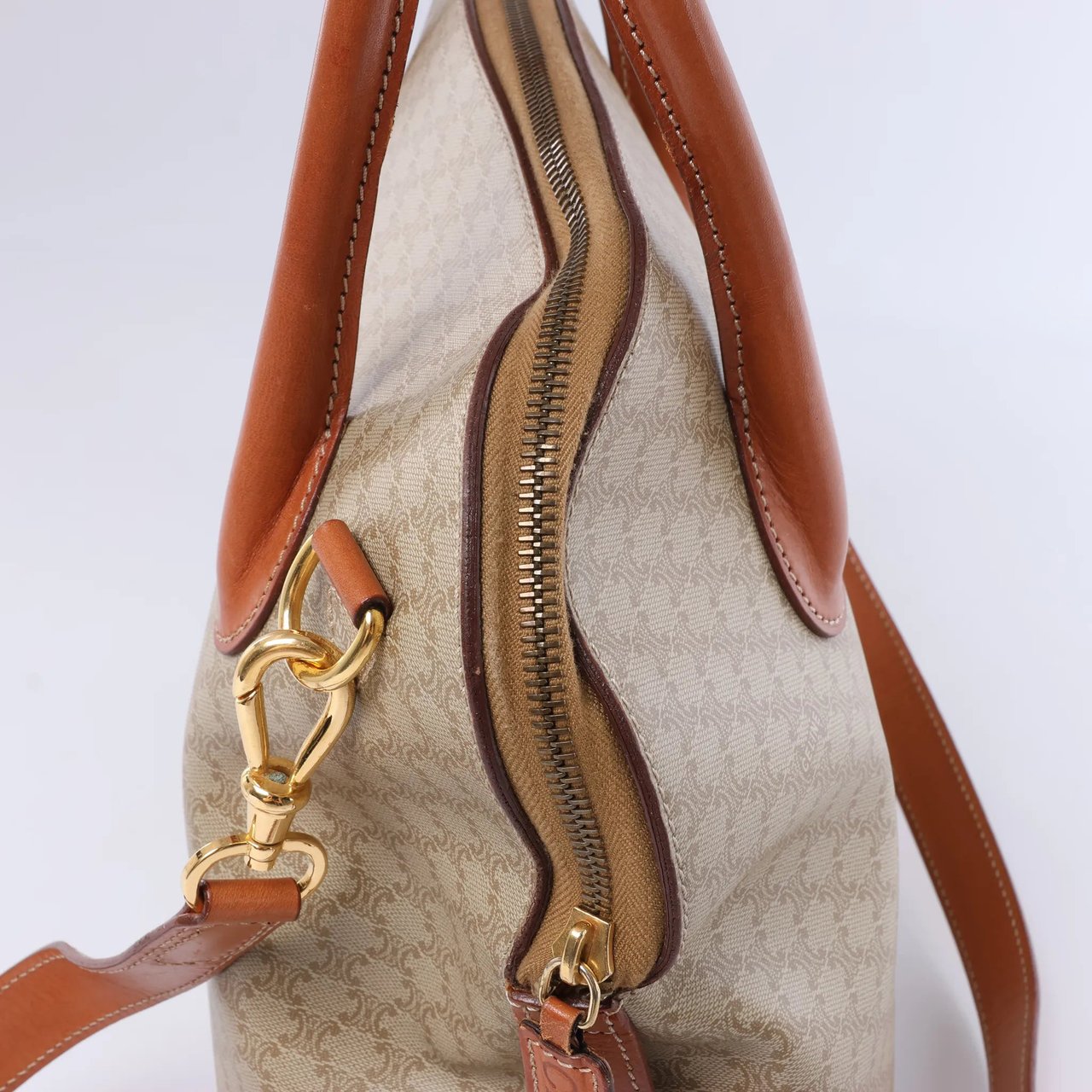 Celine Macadam Canvas x Leather 2Way Handbag in Beige Beige