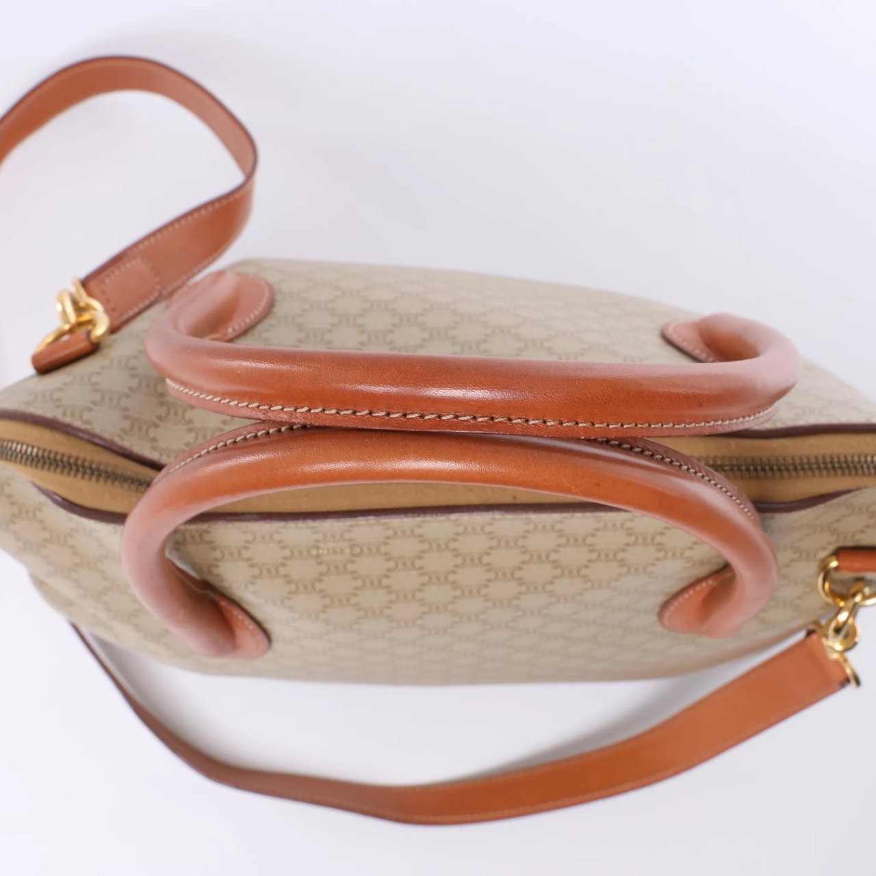 Celine Macadam Canvas x Leather 2Way Handbag in Beige Beige