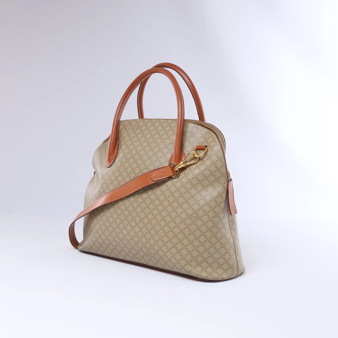Celine Macadam Canvas x Leather 2Way Handbag in Beige Beige