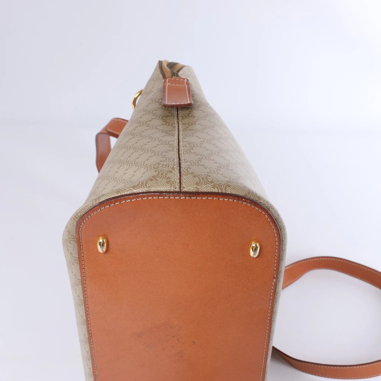 Celine Macadam Canvas x Leather 2Way Handbag in Beige Beige