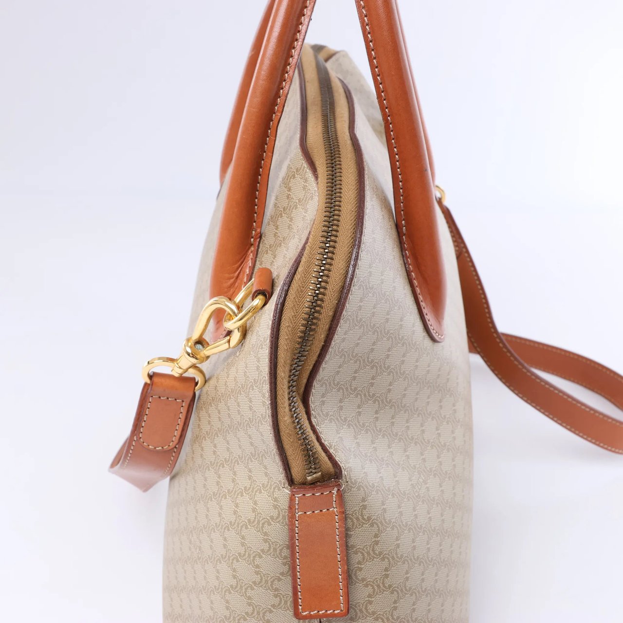 Celine Macadam Canvas x Leather 2Way Handbag in Beige Beige