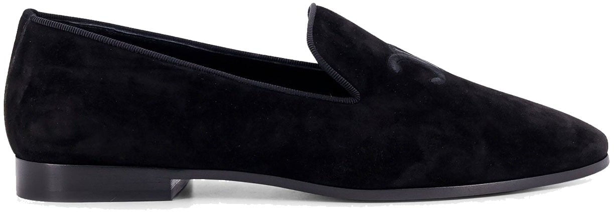 Celine Celine Velvet Loafers With Embroidered Triomphe Logo Divers