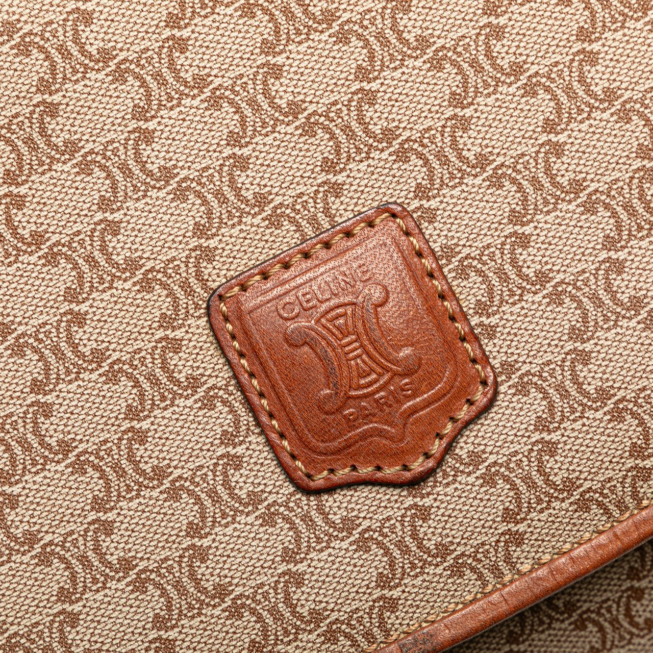 Celine Macadam Coated Canvas Clutch Bruin