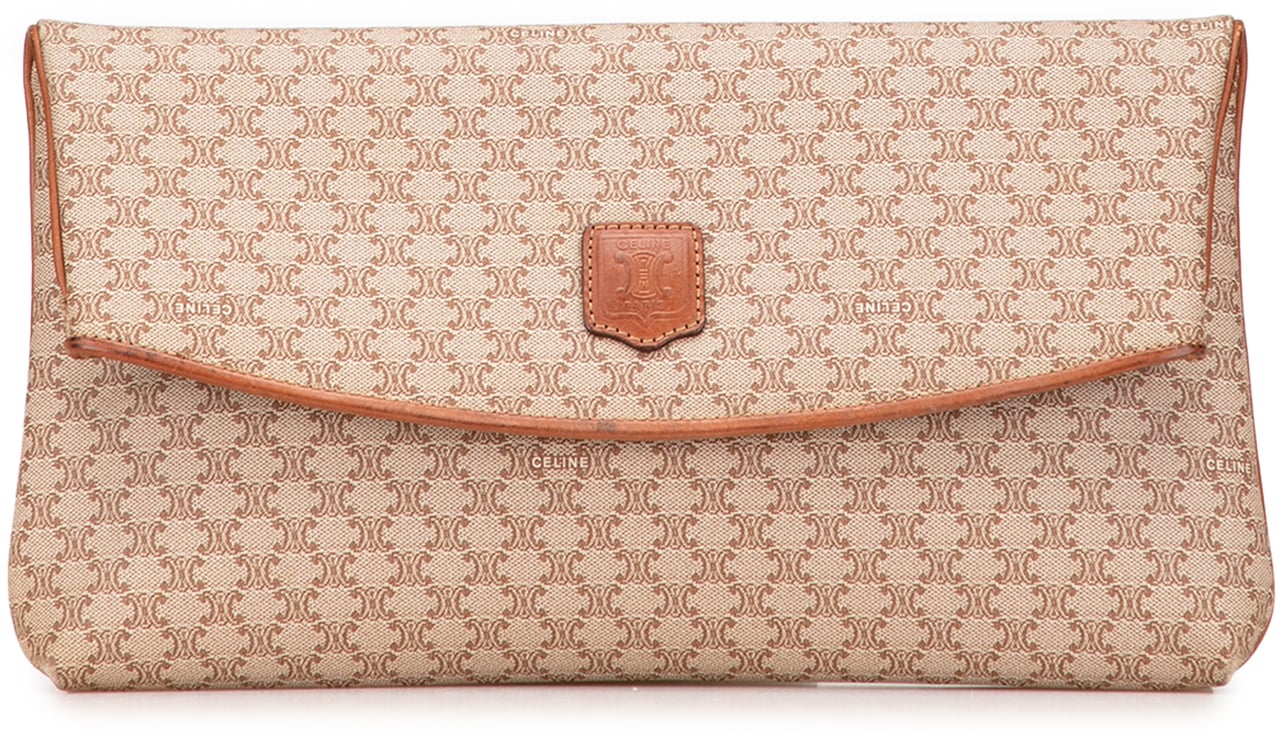 Celine Macadam Coated Canvas Clutch Bruin