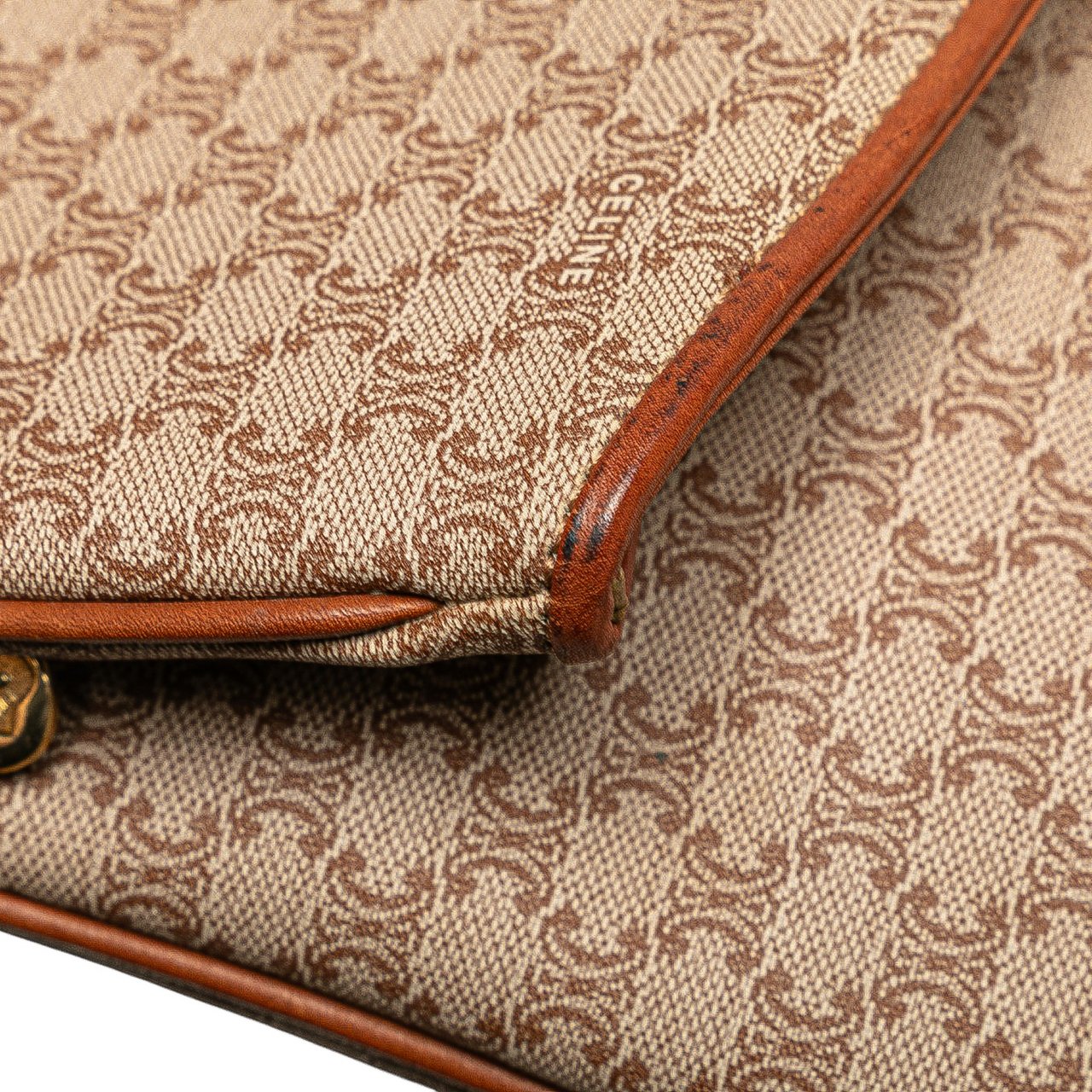 Celine Macadam Coated Canvas Clutch Bruin