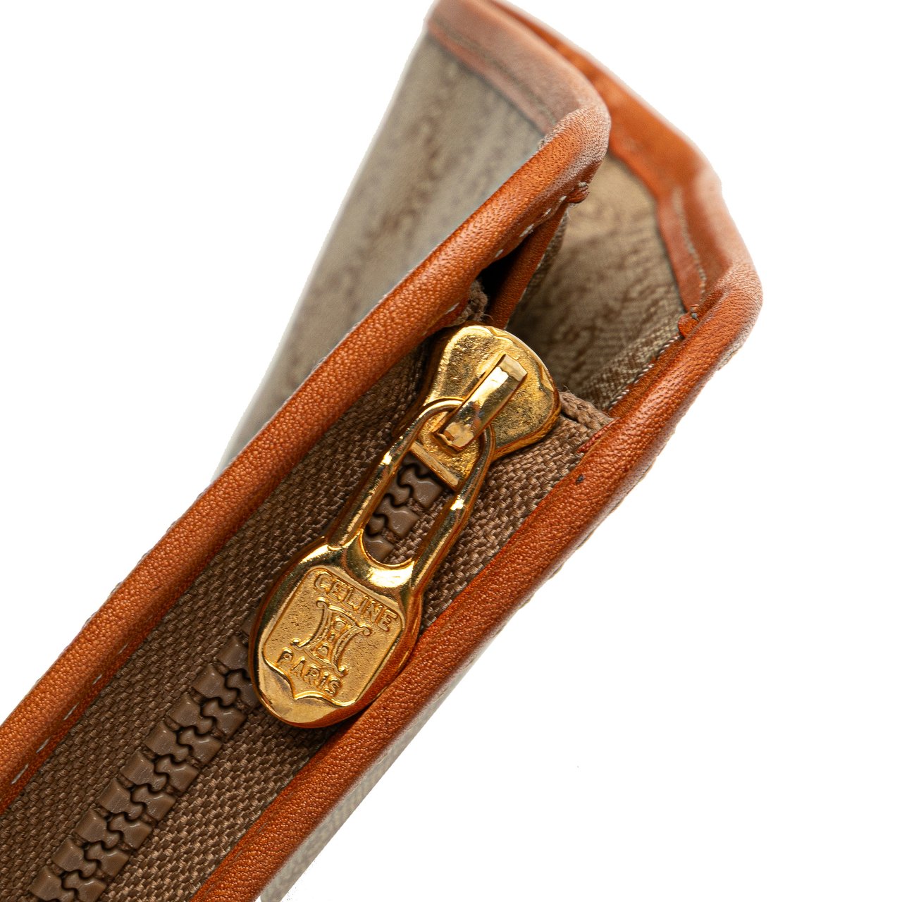 Celine Macadam Coated Canvas Clutch Bruin